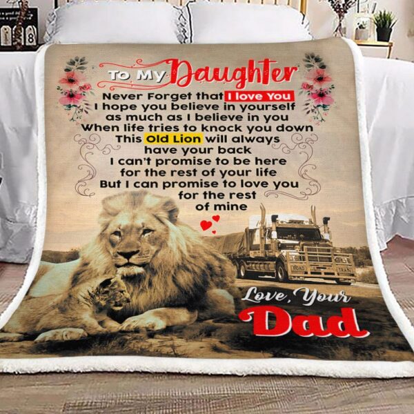 To My Daughter Lion Fleece Blanket Sherpa Blanket