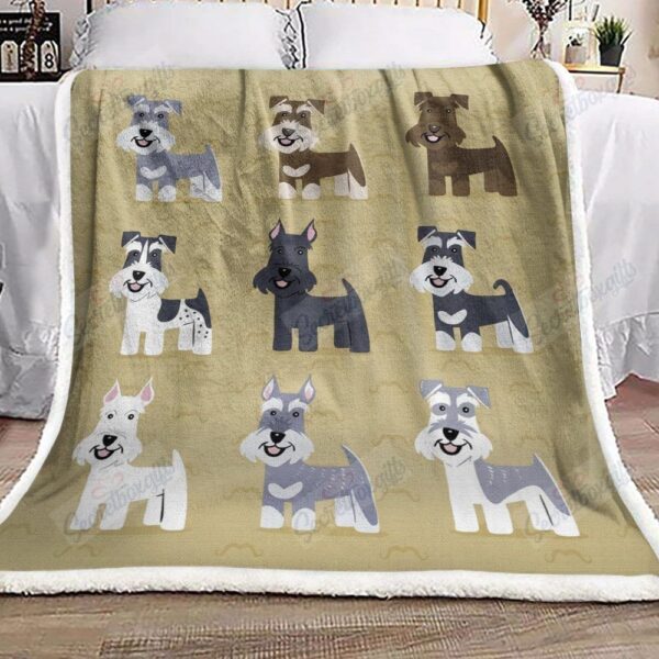 Miniature Schnauzer Cartoon Fleece Blanket Sherpa Blanket