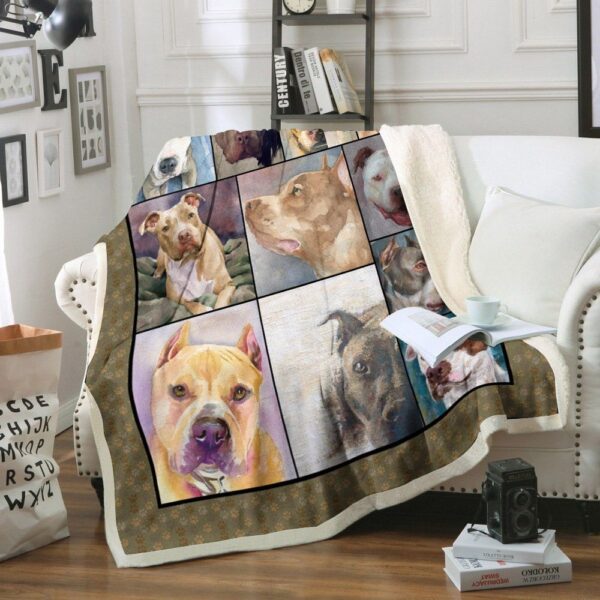 Pitbull Dog Fleece Blanket Sherpa Blanket