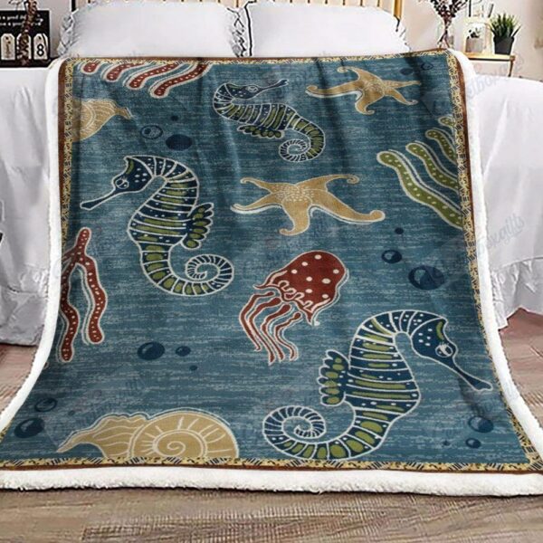 Marine Ocean Life Fleece Blanket Sherpa Blanket