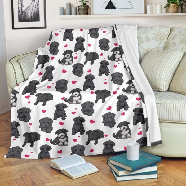 Schnoodle Heart Fleece Blanket Sherpa Blanket