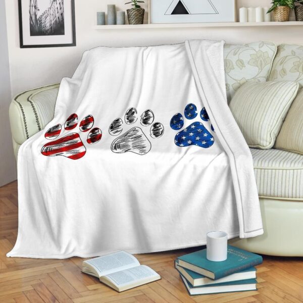 Dog Paws Flag Fleece Blanket Sherpa Blanket