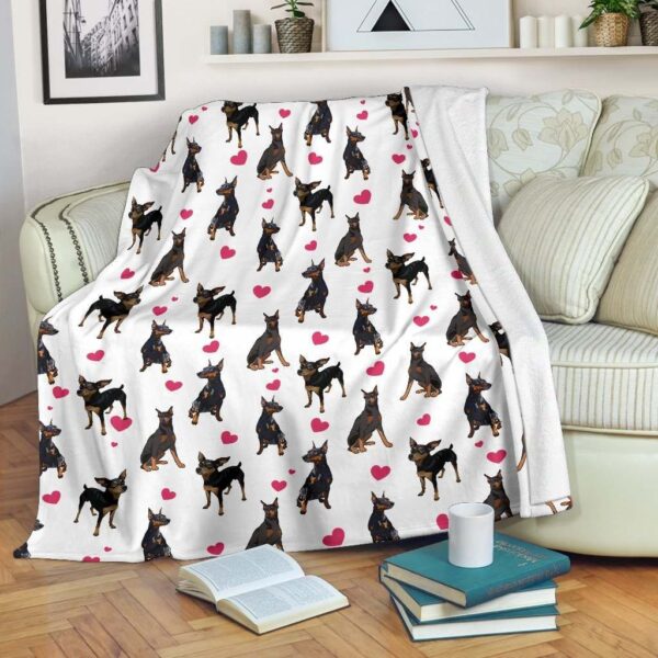 German Pinscher Heart Fleece Blanket Sherpa Blanket