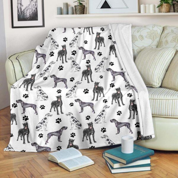 Great Dane Paw Fleece Blanket Sherpa Blanket
