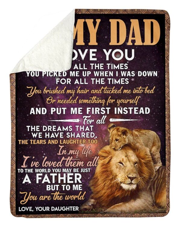 Lion Daughter To Dad Fleece Blanket Sherpa Blanket