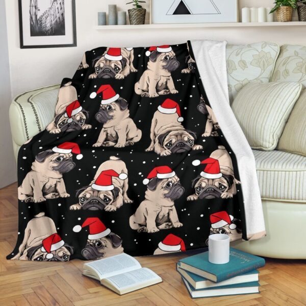 Chrismas Pug Dog Fleece Blanket Sherpa Blanket