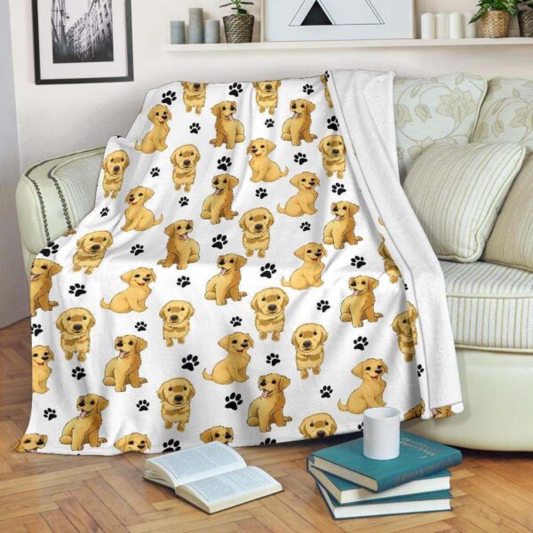 Golden Retriever Paw Fleece Blanket Sherpa Blanket