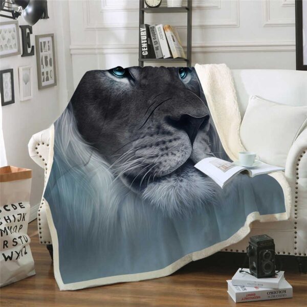 Grey Lion Fleece Blanket Sherpa Blanket