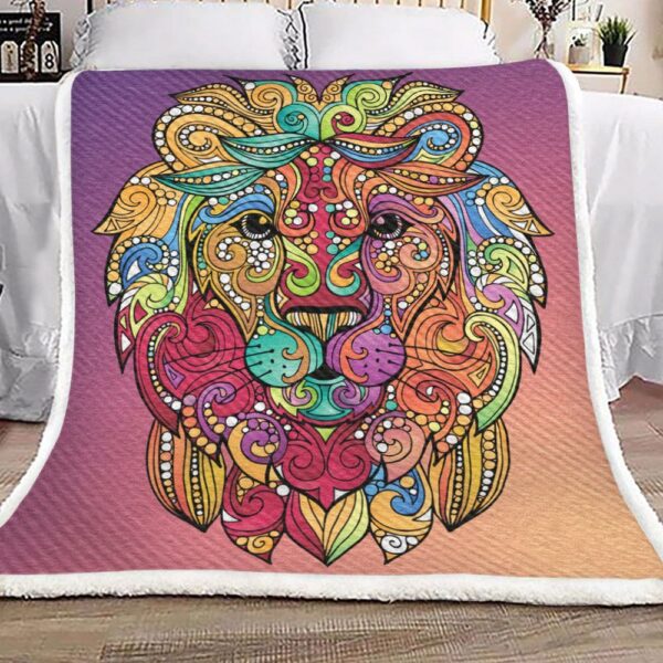 Colorful Lion Fleece Blanket Sherpa Blanket