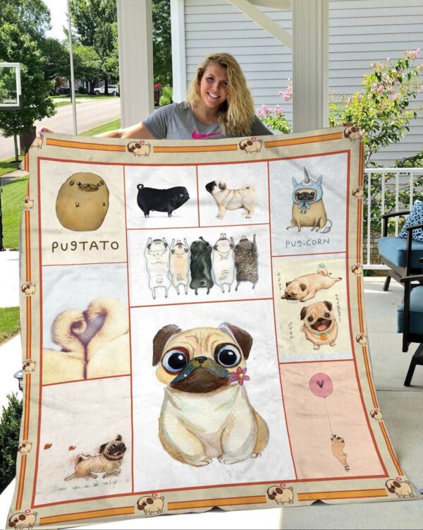 Pug Dog Cute Fleece Blanket Sherpa Blanket