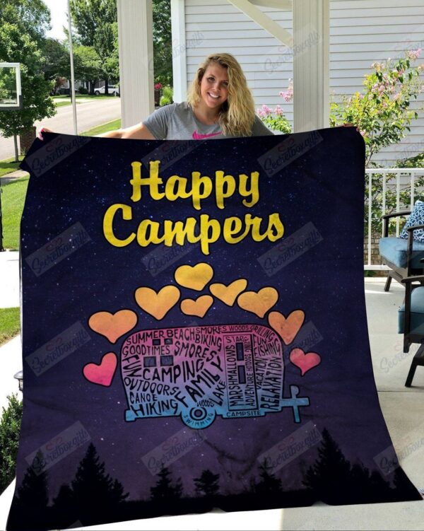 Happy Campers Fleece Blanket Sherpa Blanket