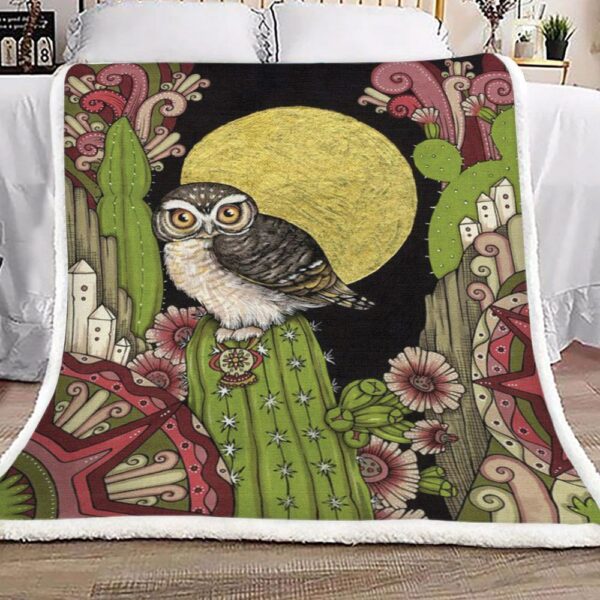 Owl Cactus Fleece Blanket Sherpa Blanket