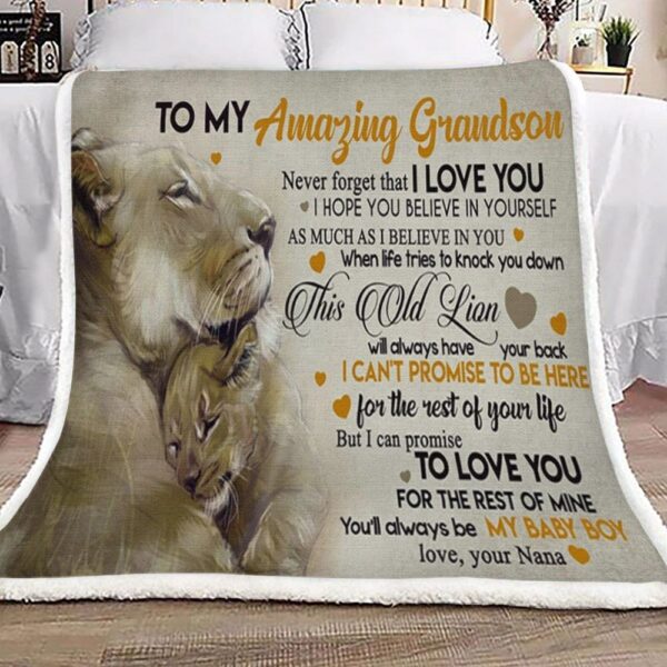 Nana To Grandson Lion Fleece Blanket Sherpa Blanket