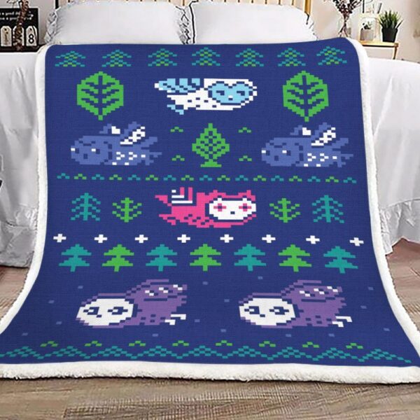 Pixel Owl And Tree Fleece Blanket Sherpa Blanket