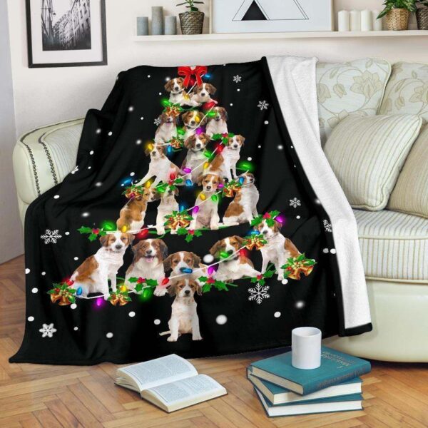 Kooikerhondje Christmas Tree Fleece Blanket Sherpa Blanket