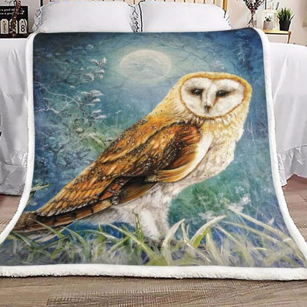 Night Moon Owl Fleece Blanket Sherpa Blanket