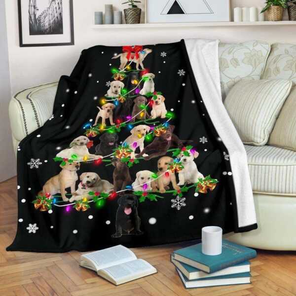 Labrador Retriever Christmas Tree Fleece Blanket Sherpa Blanket