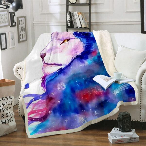 Galaxy Lion Fleece Blanket Sherpa Blanket