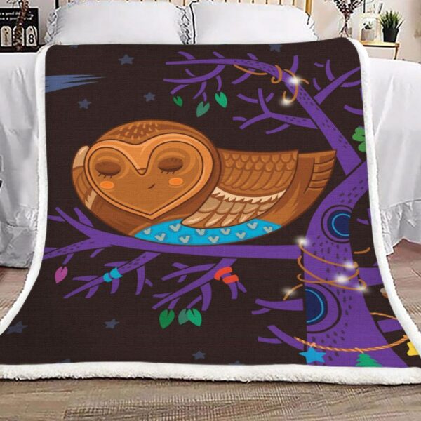 Sleepy Owl Fleece Blanket Sherpa Blanket