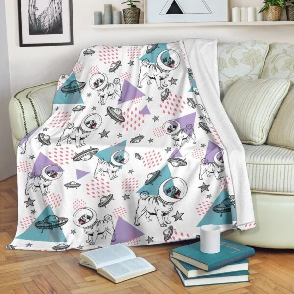 Space Pugs Fleece Blanket Sherpa Blanket