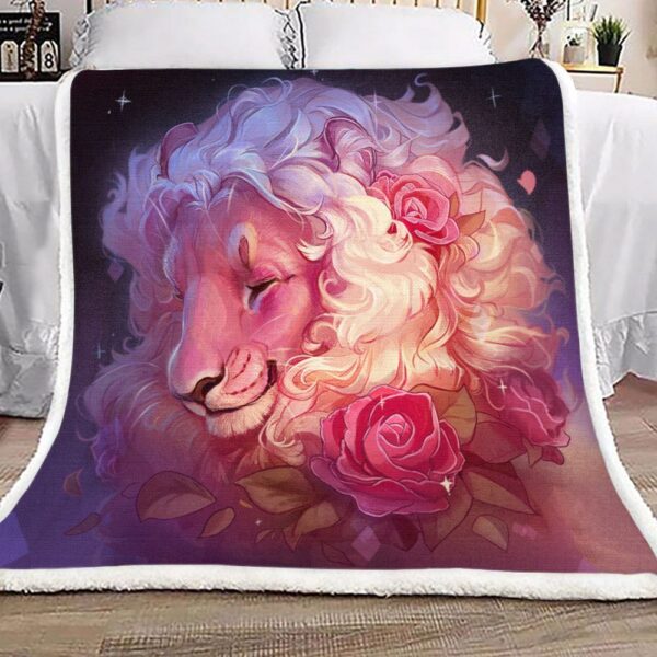 Lion Flower Fleece Blanket Sherpa Blanket