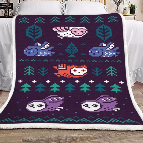 Pixel Owl And Tree Fleece Blanket Sherpa Blanket