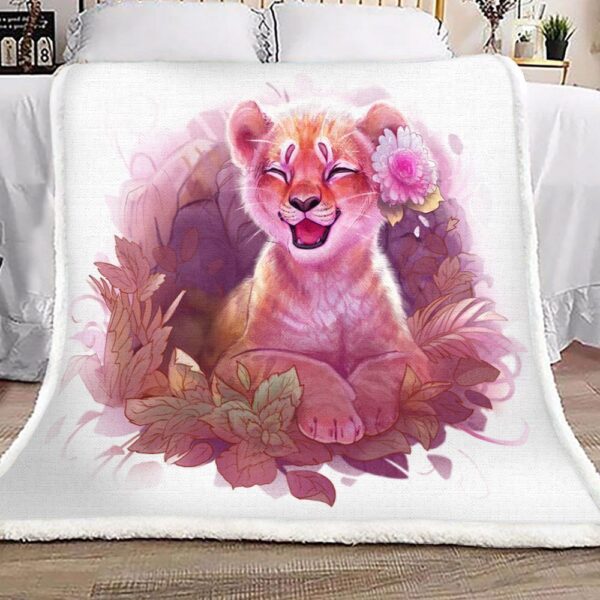 Little Lion Flower Fleece Blanket Sherpa Blanket