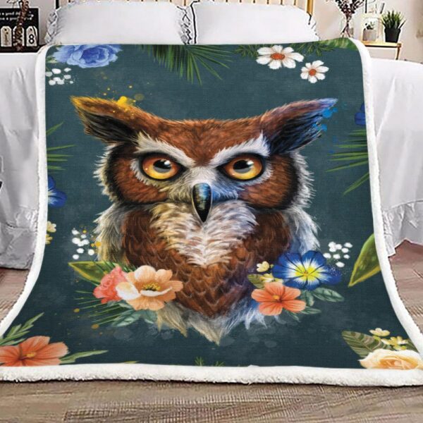 Owl Of Spring Fleece Blanket Sherpa Blanket