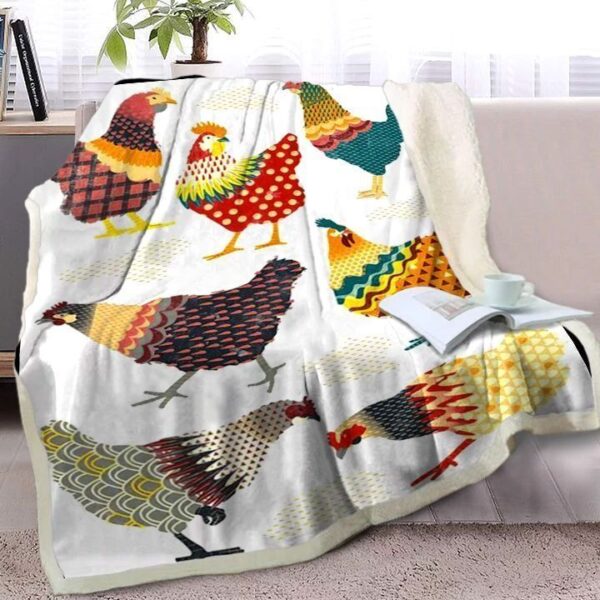 Colorful Chicken Fleece Blanket Sherpa Blanket