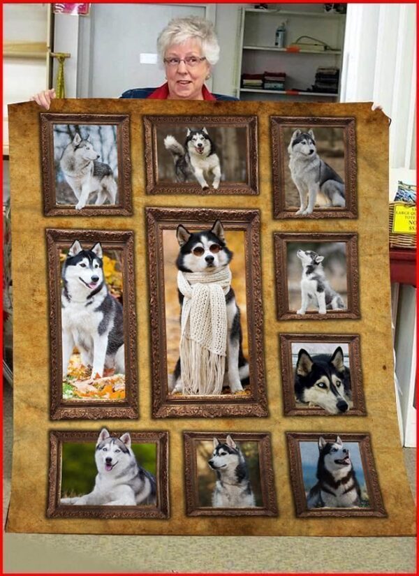Siberian Husky Dog Fleece Blanket Sherpa Blanket