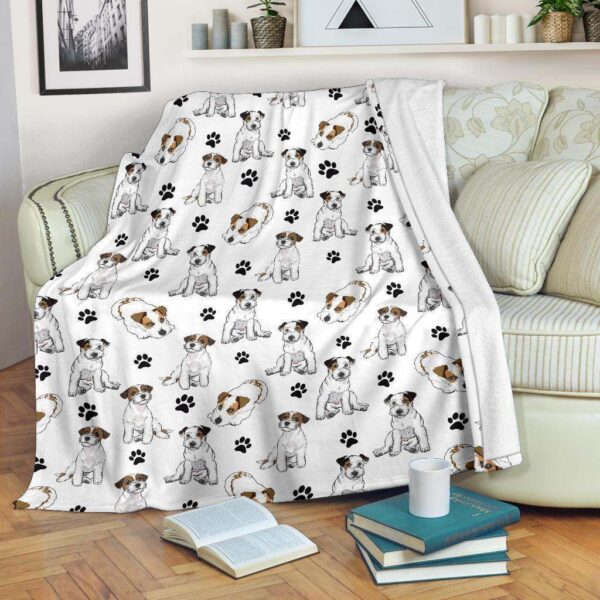 Parson Russell Terrier Paw Fleece Blanket Sherpa Blanket