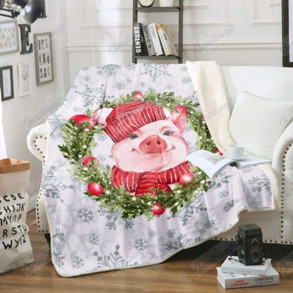Christmas Pig Fleece Blanket Sherpa Blanket