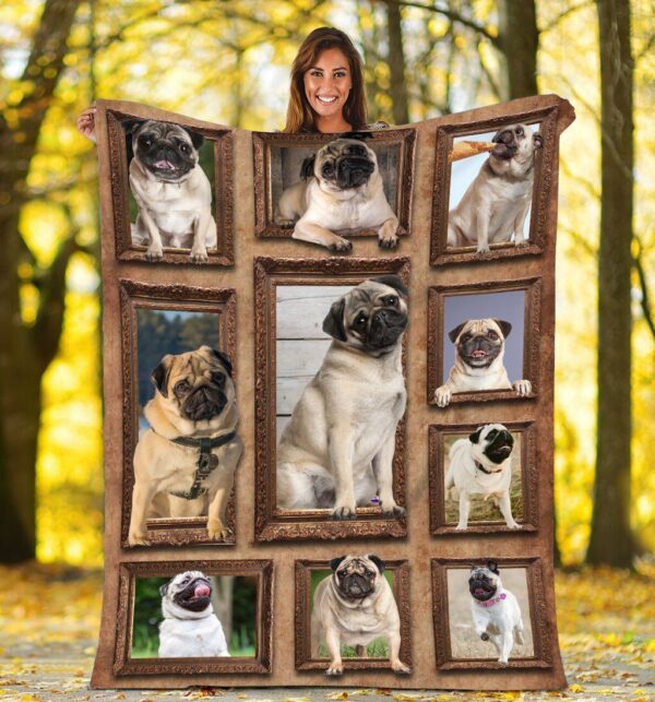 Cute Funny Pug Dog Fleece Blanket Sherpa Blanket