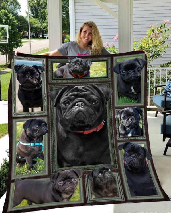 Pug Such A Cute Black Dog Fleece Blanket Sherpa Blanket