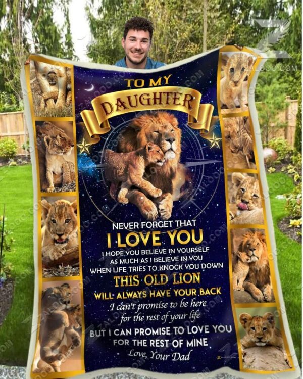 To My Daughter Dad Lion Fleece Blanket Sherpa Blanket