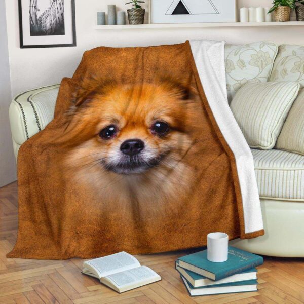 Pomeranian Face Hair Fleece Blanket Sherpa Blanket