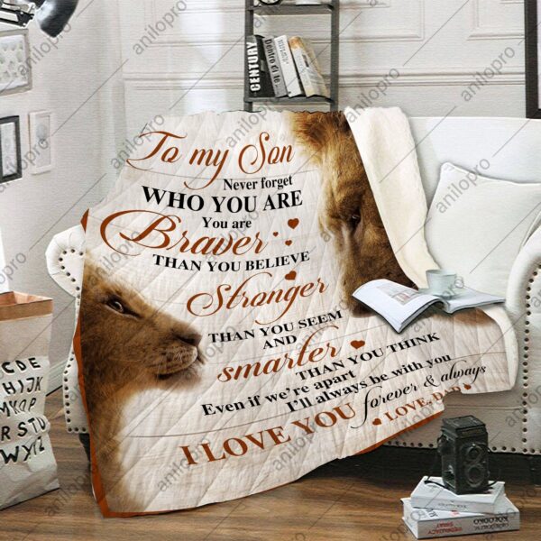 To My Son Dad Lion Fleece Blanket Sherpa Blanket