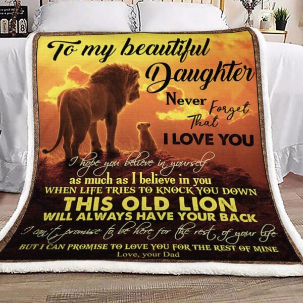 To My Daughter Lion Fleece Blanket Sherpa Blanket