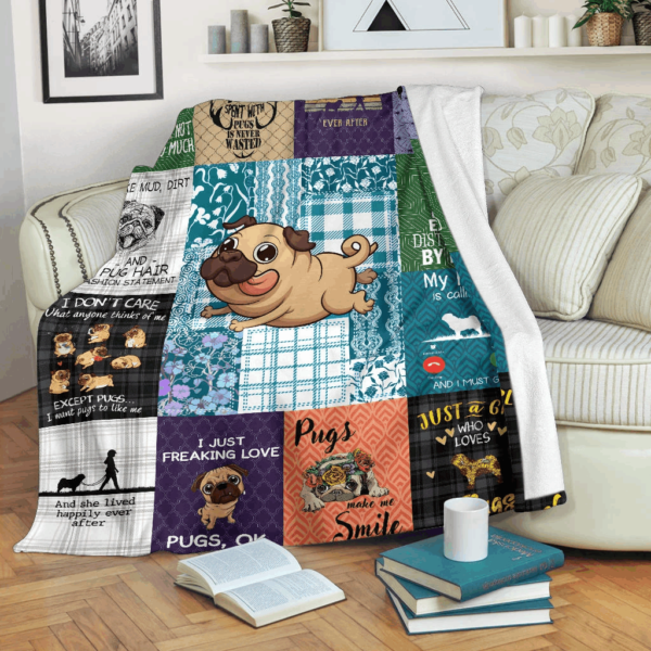 Pug Dog Fleece Blanket Sherpa Blanket
