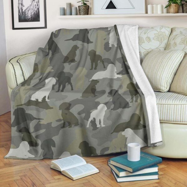 English Springer Spaniel Camo Fleece Blanket Sherpa Blanket