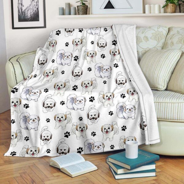 Coton De Tulear Paw Fleece Blanket Sherpa Blanket