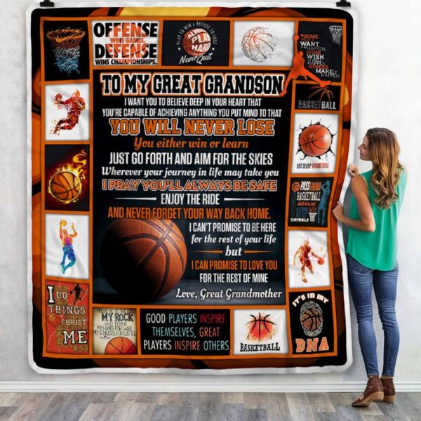 Great Grandson Basketball Fleece Blanket Sherpa Blanket