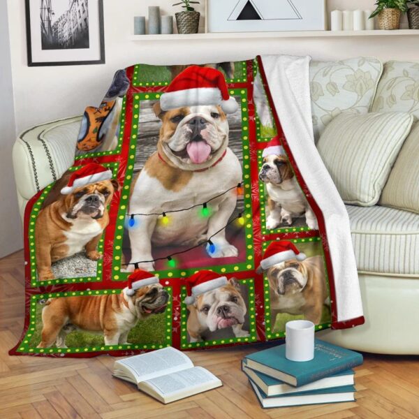 Bulldog Christmas Fleece Blanket Sherpa Blanket