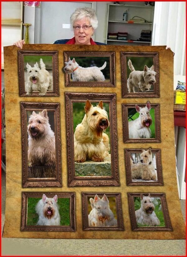 Cute White Scottish Terrier Dog Fleece Blanket Sherpa Blanket