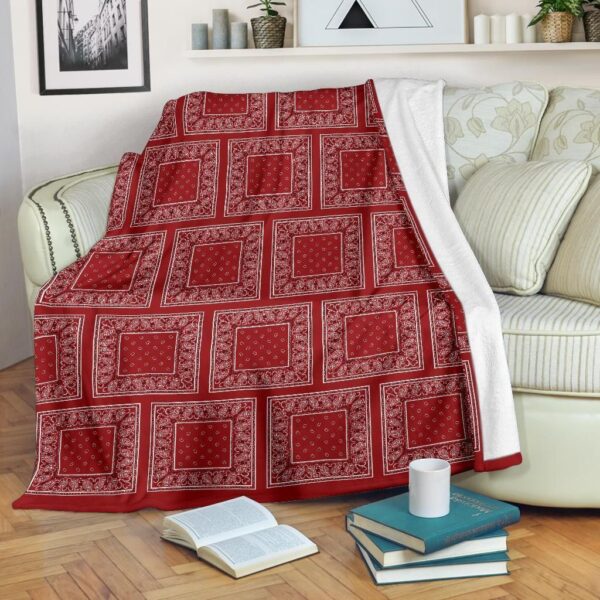 Classic Red Patch Bandana Fleece Blanket Sherpa Blanket