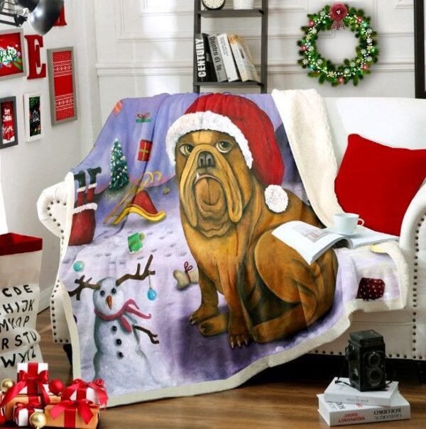 Dog Christmas Fleece Blanket Sherpa Blanket