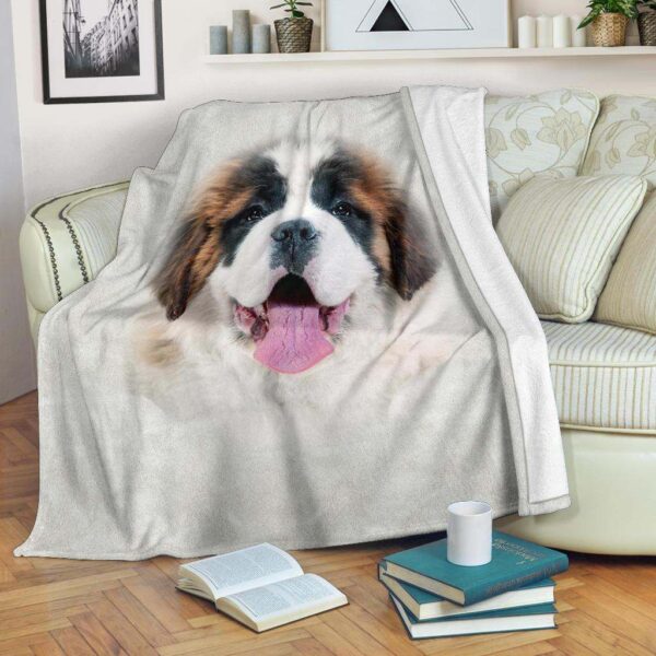 Saint Bernard Face Hair Fleece Blanket Sherpa Blanket
