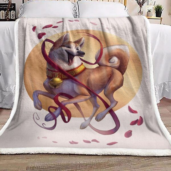Happy Shiba Dog Fleece Blanket Sherpa Blanket
