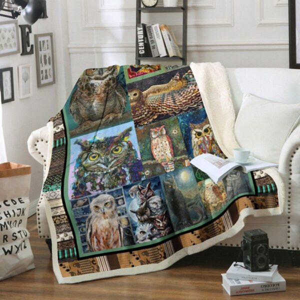 Owl Fleece Blanket Sherpa Blanket