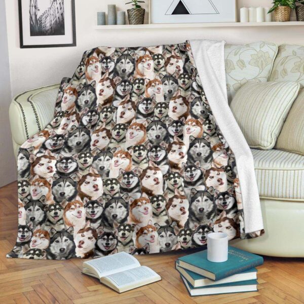 Husky Full Face Fleece Blanket Sherpa Blanket